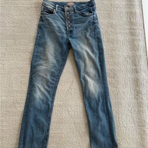 MOTHER Denim Blue Jeans- pixie dazzler ankle fray